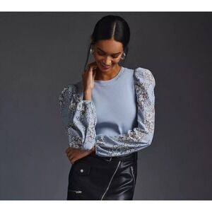 Dolan Left Coast Collection Floral Lace Puff Sleeve Top Womens‎ Small Coquette